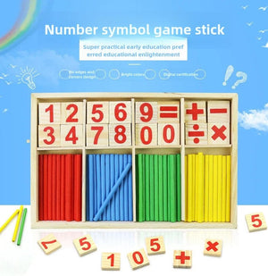 Planet Gates Children's math teaching aids, counting sticks, arithmetic learning box, wooden educational toys, Montessori education