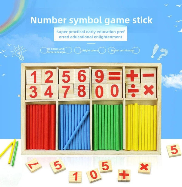 Planet Gates Children's math teaching aids, counting sticks, arithmetic learning box, wooden educational toys, Montessori education