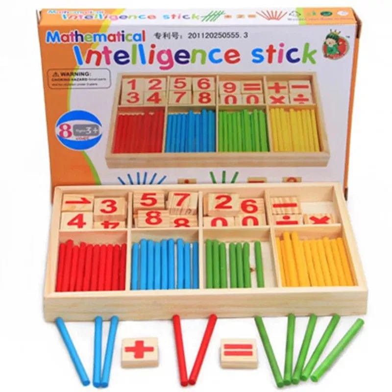 Planet Gates Children's math teaching aids, counting sticks, arithmetic learning box, wooden educational toys, Montessori education