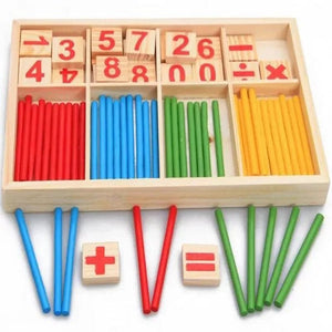 Planet Gates Children's math teaching aids, counting sticks, arithmetic learning box, wooden educational toys, Montessori education