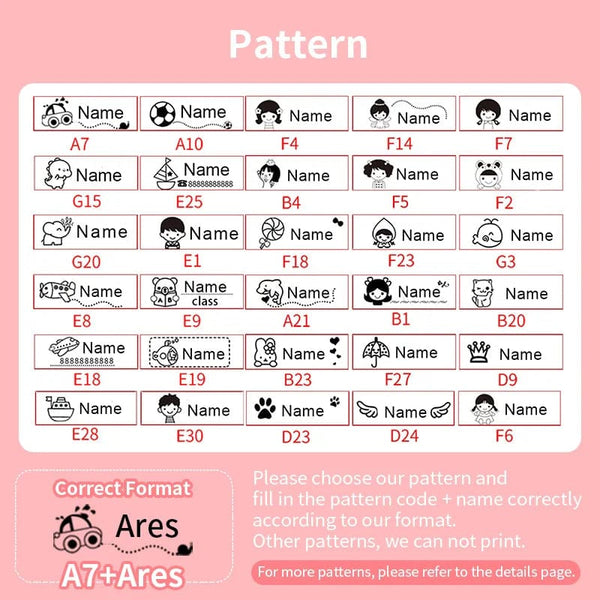 Planet Gates Children's Name Seal Custom Student's Name Stamp Kindergarten Clothes Waterproof Name Sticker Kawaii Montessori Stamp Gift