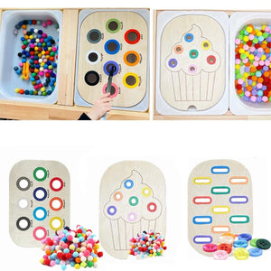 Planet Gates Children's Sensory Tray Table Color Hairball Game Wooden Tile Montessori Early Education Toys Kids Toys Educational Accessories