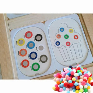 Planet Gates Children's Sensory Tray Table Color Hairball Game Wooden Tile Montessori Early Education Toys Kids Toys Educational Accessories