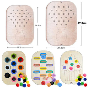 Planet Gates Children's Sensory Tray Table Color Hairball Game Wooden Tile Montessori Early Education Toys Kids Toys Educational Accessories