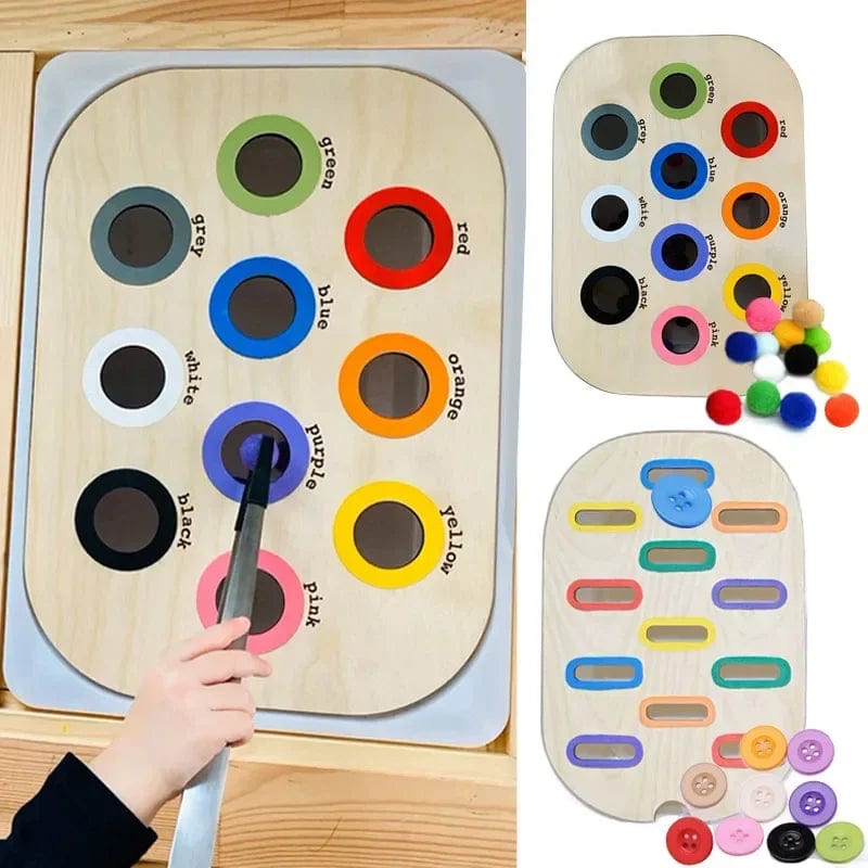 Planet Gates Children's Sensory Tray Table Color Hairball Game Wooden Tile Montessori Early Education Toys Kids Toys Educational Accessories