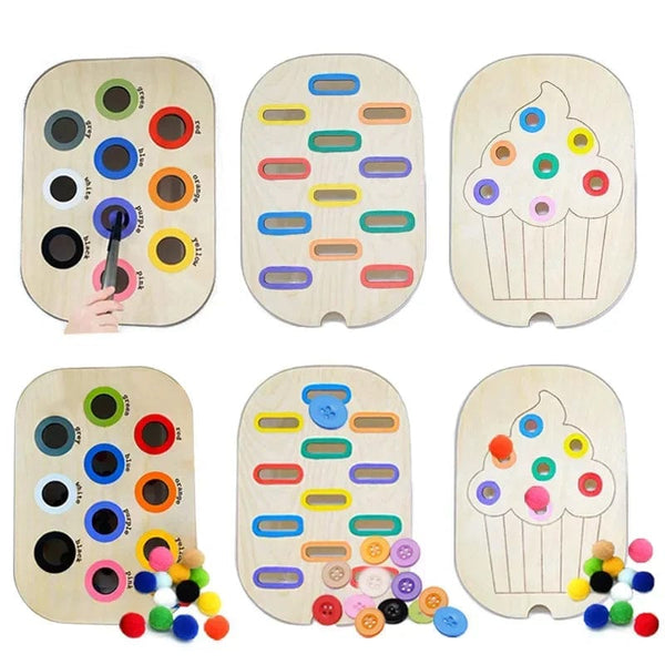 Planet Gates Children's Sensory Tray Table Color Hairball Game Wooden Tile Montessori Early Education Toys Kids Toys Educational Accessories