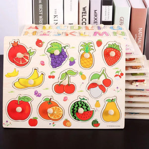 Planet Gates Children Wooden Nail Grab Board Puzzle Cognition Fruits Vegetables Transportation Colour Montessori Early Education Toy TMZ