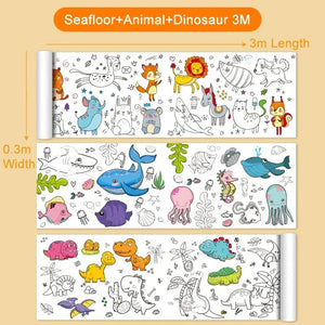 Planet Gates CHINA / 0.3M x 3M 12/6/3M Children's Drawing Roll DIY Graffiti Scroll Color Filling Paper Painting Coloring Paper Roll for Kids Educational Toys