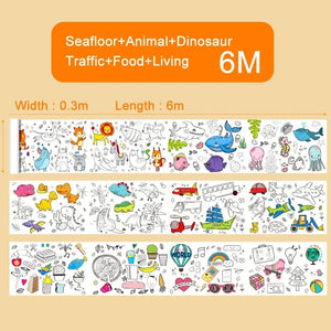 Planet Gates CHINA / 0.3M x 6M 12/6/3M Children's Drawing Roll DIY Graffiti Scroll Color Filling Paper Painting Coloring Paper Roll for Kids Educational Toys