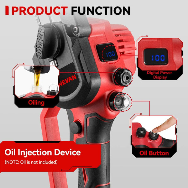 Planet Gates CHINA / 1 Battery US Plug ONEVAN Brushless 8 Inch Electric Saw Automatic Oiler Handheld Garden Pruning Chainsaw Woodworking Tool for Makita 18V Battery