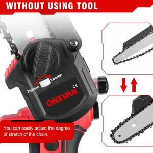Planet Gates CHINA / 1 Battery US Plug ONEVAN Brushless 8 Inch Electric Saw Automatic Oiler Handheld Garden Pruning Chainsaw Woodworking Tool for Makita 18V Battery