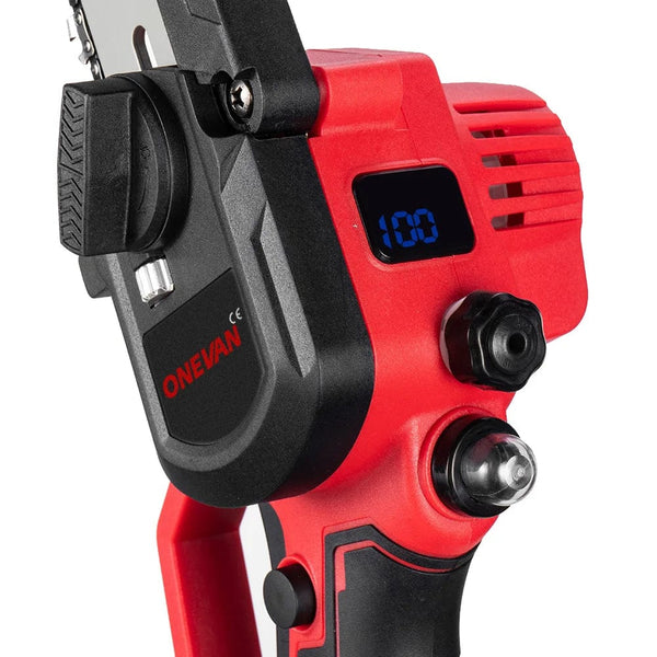 Planet Gates CHINA / 1 Battery US Plug ONEVAN Brushless 8 Inch Electric Saw Automatic Oiler Handheld Garden Pruning Chainsaw Woodworking Tool for Makita 18V Battery