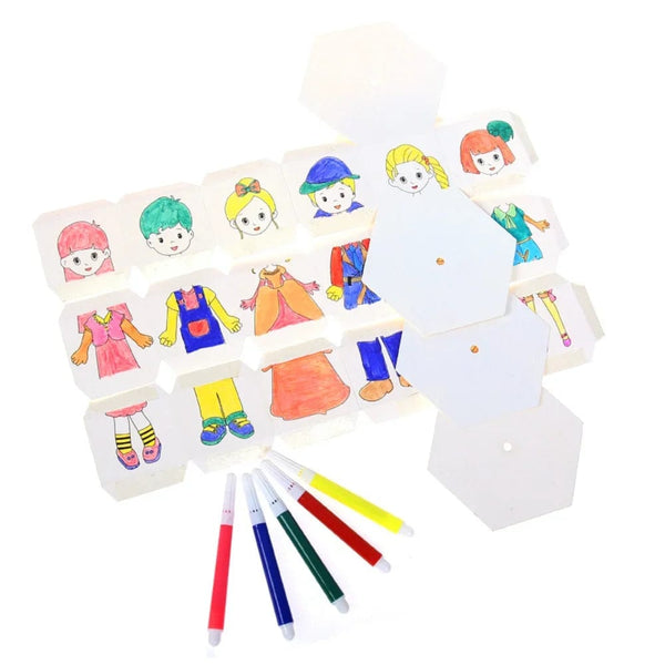 Planet Gates CHINA / 1 set random style Children's DIY Craft Toys Novelty Painting Drawing Toys Color Filling Paper Rotating Graffiti Puzzle Educational Toys for Kids