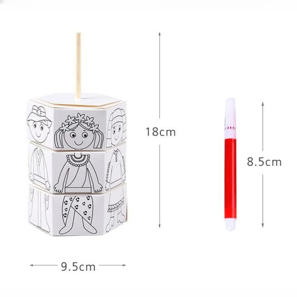 Planet Gates CHINA / 1 set random style Children's DIY Craft Toys Novelty Painting Drawing Toys Color Filling Paper Rotating Graffiti Puzzle Educational Toys for Kids