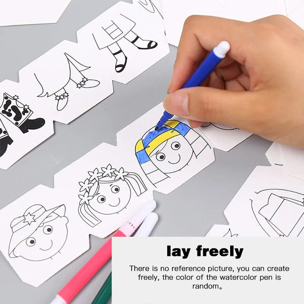 Planet Gates CHINA / 1 set random style Children's DIY Craft Toys Novelty Painting Drawing Toys Color Filling Paper Rotating Graffiti Puzzle Educational Toys for Kids