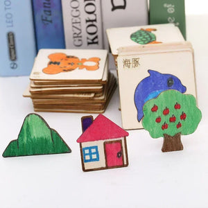 Planet Gates CHINA / 20Pcs random 20pcs Kids Wooden Drawing Toys  Montessori DIY Painting Stencils Template Craft Toys Puzzle Educational Toys for Children Gifts