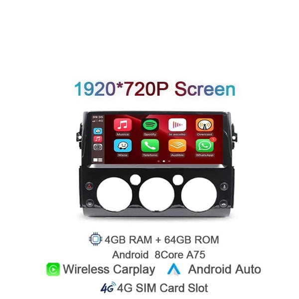 Planet Gates CHINA / 4 64G Carpla Black Carplay 1920*720 IPS 2 din Android 14 Car Radio For Toyota FJ Cruiser 2007 2008-2017 Auto GPS Navigation Stereo 8+128G Bluetooth