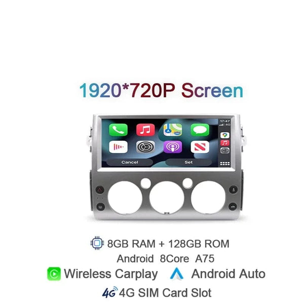 Planet Gates CHINA / 8 128G Carpl Sliver Carplay 1920*720 IPS 2 din Android 14 Car Radio For Toyota FJ Cruiser 2007 2008-2017 Auto GPS Navigation Stereo 8+128G Bluetooth