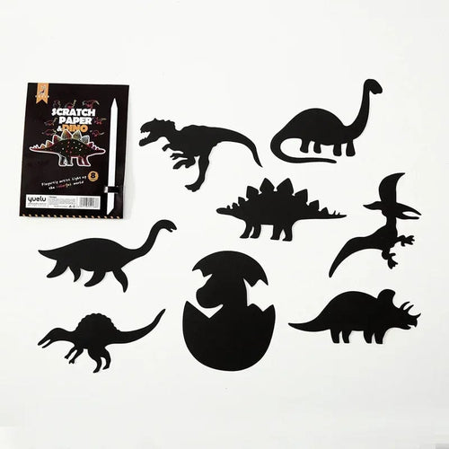 Planet Gates CHINA / Dinosaur 8Pcs Magic Scratch Drawing Paper DIY Scratch Art Bookmark Kids Drawing Toys Painting Book Creative Card Sticker Educational Toys