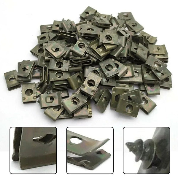 Planet Gates CHINA Hot Sale 20Pcs Metal U-Type Clips For Car Bumper Fender Trim Panel Fastener Leaf Board Fastener Grommet Clips Car Accessories