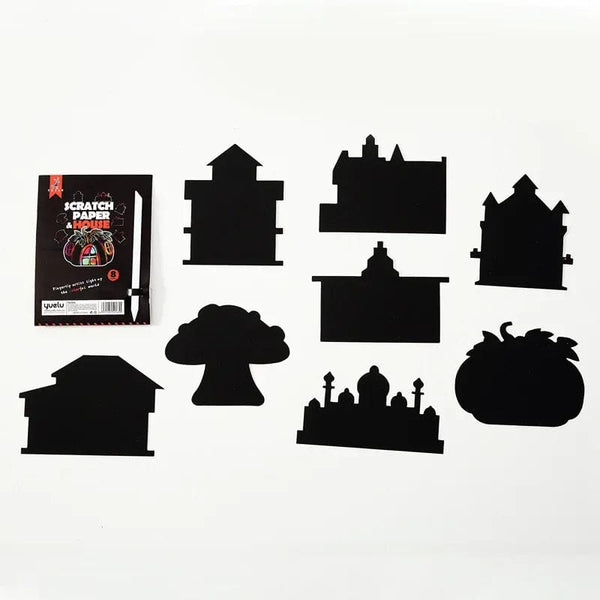 Planet Gates CHINA / House 8Pcs Magic Scratch Drawing Paper DIY Scratch Art Bookmark Kids Drawing Toys Painting Book Creative Card Sticker Educational Toys