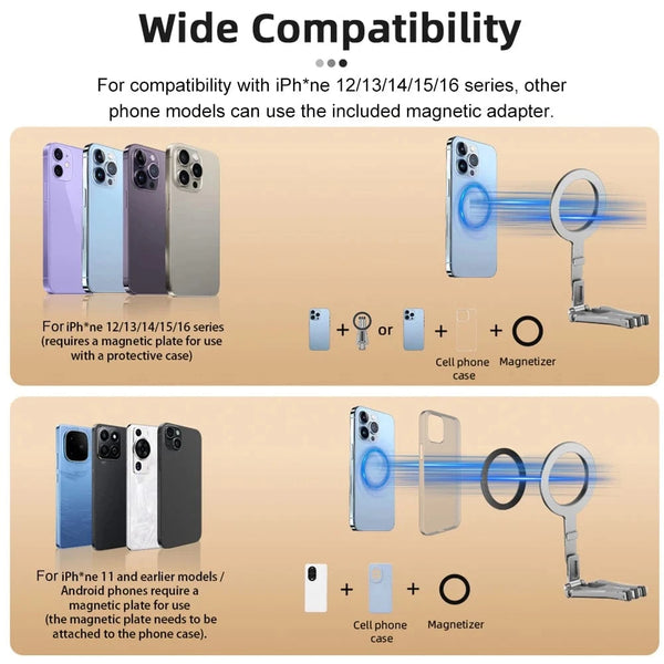 Planet Gates CHINA Magnetic Pocket Phone Tripod Cell Phone Tripod Stand for MagSafe Foldable Phone Holder Phone Stand for iPhone 16 15 14 13 12