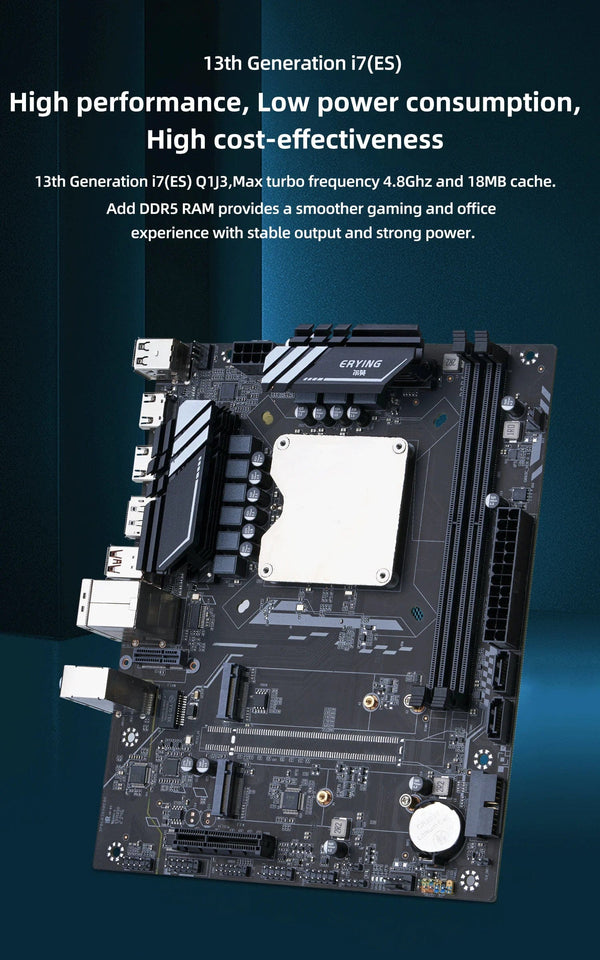 Planet Gates CHINA / Motherboard+CPU ATX DIY Desktop Motherboard with Onboard 13th Kit Interposer Core CPU Q1J3(i7 ES 0000)12C16T Iris Xe Graphics DDR5 RAM