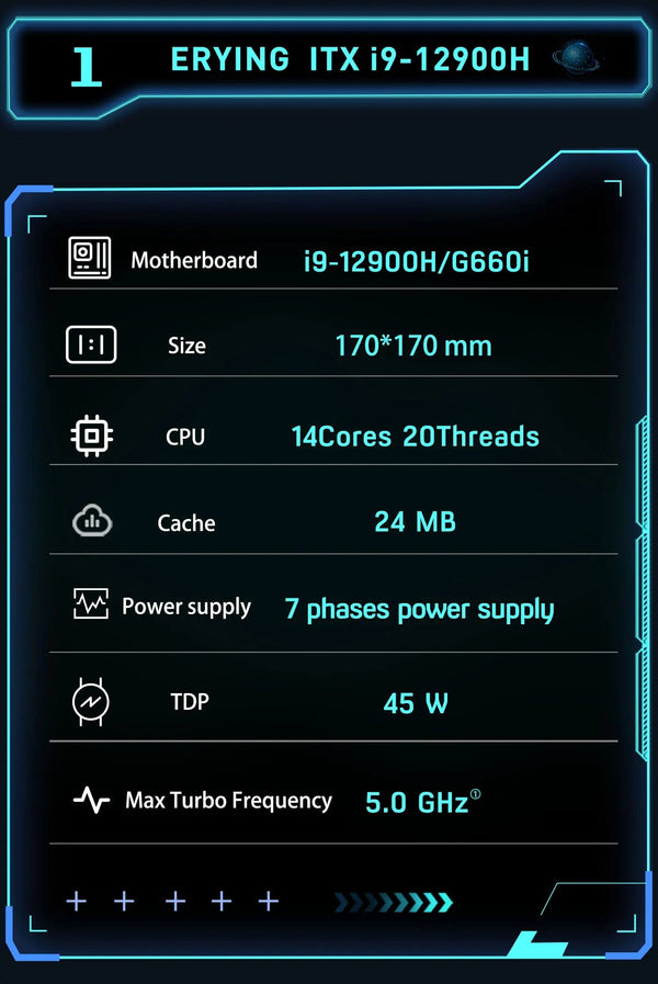 Planet Gates CHINA / Motherboard+CPU ERYING DIY ITX Desktops Motherboard Set with Onboard CPU Core Interper Kit i9 12900H i9-12900H 14C20T DDR4 Gaming PC Computers