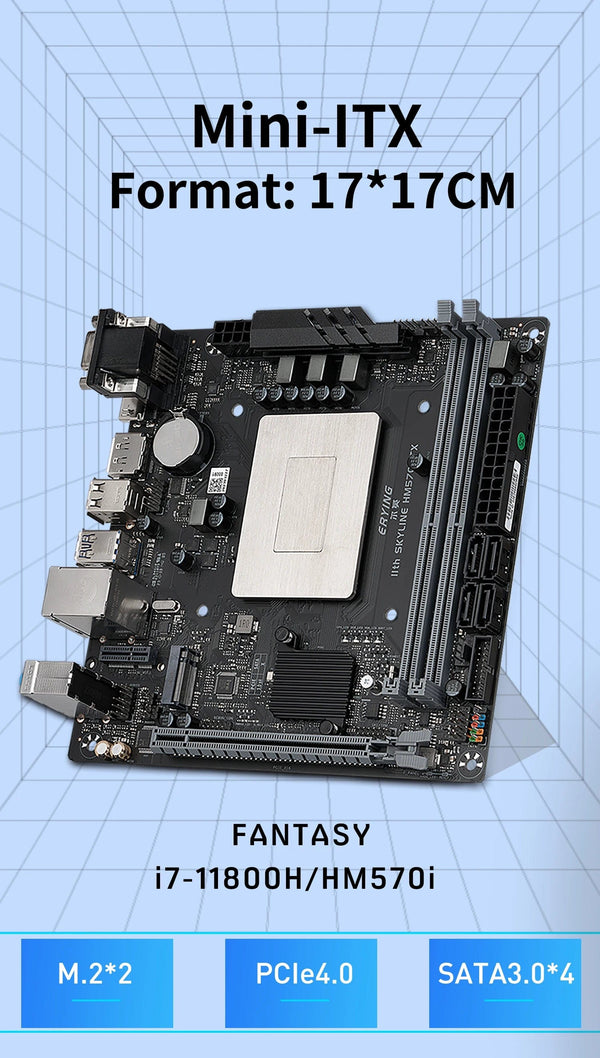 Planet Gates CHINA / Motherboard+CPU ERYING M-ITX DIY Desktop Motherboard with Onboard CPU Core Interpose Kit i7 11800H 8C16T Gaming PC Computer Office Assembly Set