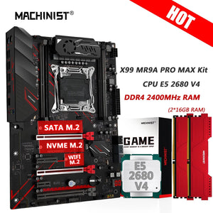 Planet Gates CHINA / Motherboard+CPU+RAM MACHINIST X99 Motherboard Kit Xeon E5 2680 V4 CPU LGA 2011-3 DDR4 RAM 32GB Memory Combo USB 3.0 NVME M. 2 MR9A PRO Four Channel