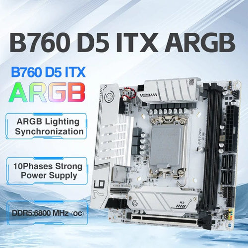 Planet Gates CHINA / Motherboards ERYING ITX B760i Gaming Motherboard ARGB LGA 1700 115x Support Core 12/13/14th i9/i7/i5/i3/Pentium Dual Channel DDR5 RAM White