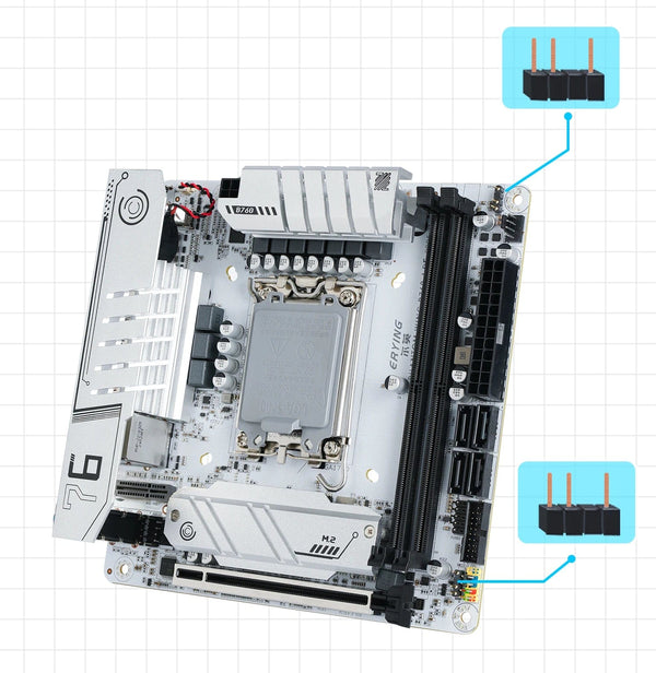 Planet Gates CHINA / Motherboards ERYING ITX B760i Gaming Motherboard ARGB LGA 1700 115x Support Core 12/13/14th i9/i7/i5/i3/Pentium Dual Channel DDR5 RAM White