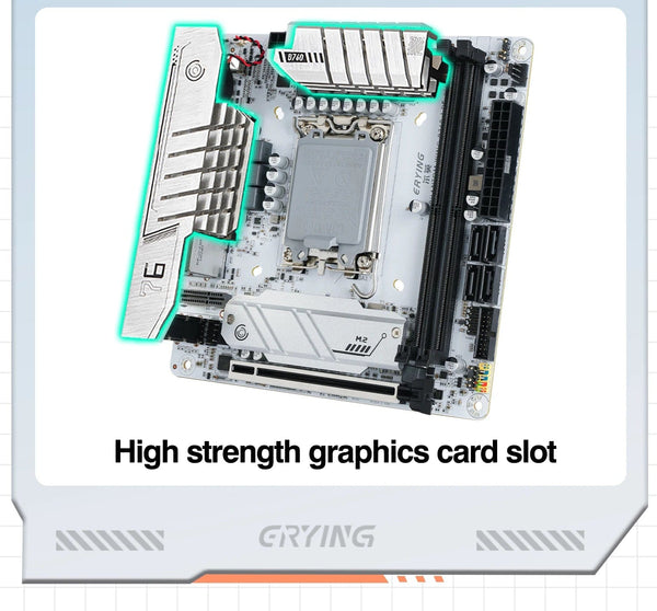 Planet Gates CHINA / Motherboards ERYING ITX B760i Gaming Motherboard ARGB LGA 1700 115x Support Core 12/13/14th i9/i7/i5/i3/Pentium Dual Channel DDR5 RAM White