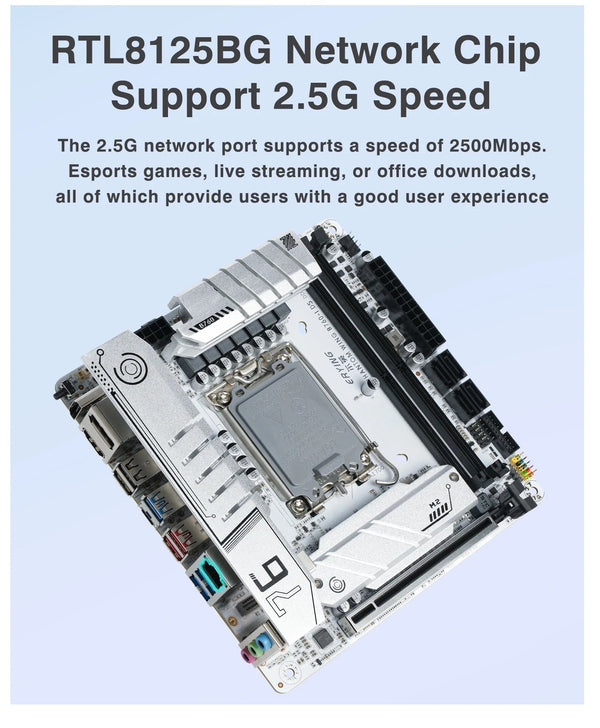 Planet Gates CHINA / Motherboards ERYING ITX B760i Gaming Motherboard ARGB LGA 1700 115x Support Core 12/13/14th i9/i7/i5/i3/Pentium Dual Channel DDR5 RAM White
