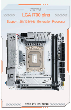 Planet Gates CHINA / Motherboards ERYING ITX B760i Gaming Motherboard ARGB LGA 1700 115x Support Core 12/13/14th i9/i7/i5/i3/Pentium Dual Channel DDR5 RAM White