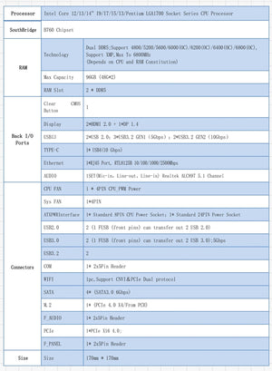 Planet Gates CHINA / Motherboards ERYING ITX B760i Gaming Motherboard ARGB LGA 1700 115x Support Core 12/13/14th i9/i7/i5/i3/Pentium Dual Channel DDR5 RAM White