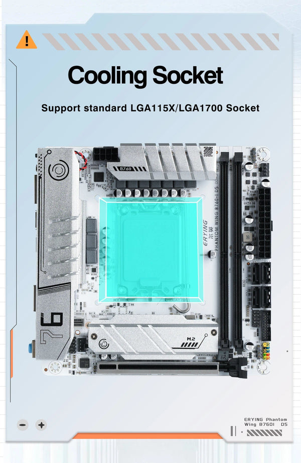 Planet Gates CHINA / Motherboards ERYING ITX B760i Gaming Motherboard ARGB LGA 1700 115x Support Core 12/13/14th i9/i7/i5/i3/Pentium Dual Channel DDR5 RAM White
