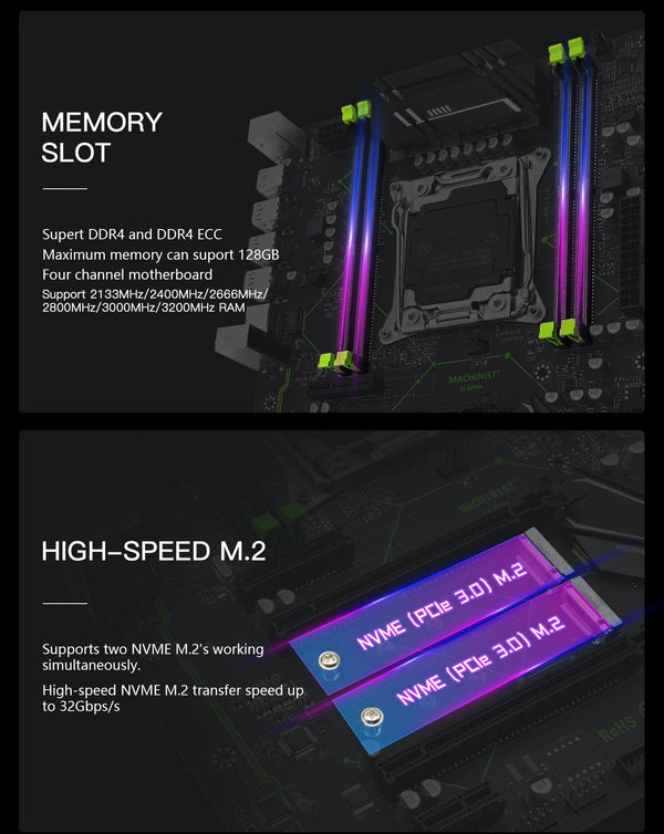 Planet Gates CHINA / Motherboards MACHINIST X99 MR9A Motherboard LGA 2011-3 Support Xeon E5 2667 2690 V4 2670 V3 CPU procesador Set DDR4 Memory ATX Four-channel