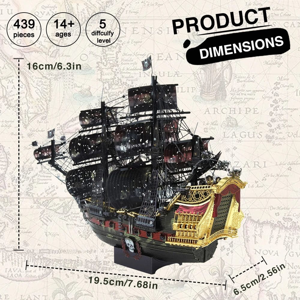 Planet Gates CHINA Piececool 3D Metal Puzzle The Queen Anne's Revenge Jigsaw Pirate Ship DIY Model Building Kits Toys for Teens Brain Teaser
