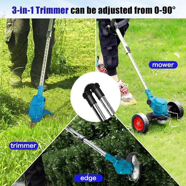 Planet Gates CHINA / two big battery Electric Lawn Mower 21V Cordless Grass Trimmer Length Adjustable Cutter Household Garden Tools Compatible Makita 18V Battery