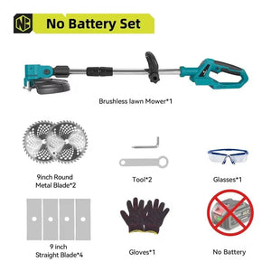 Planet Gates CHINA / Without Battery / EU NEWBENY 9 Inch Brushless Electric Lawn Mower Digital Display Cordless Rechargeable Garden Weeding Tools For Makita 18V Battery