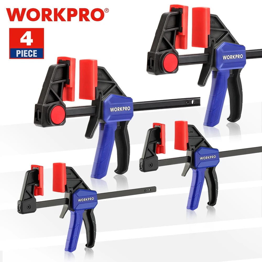 Planet Gates CHINA WORKPRO 4-Piece Bar Clamp Set Woodworking Work Bar F Clamp Clip Set 4.5-inch & 6-inch DIY Carpentry Hand Tool Gadget