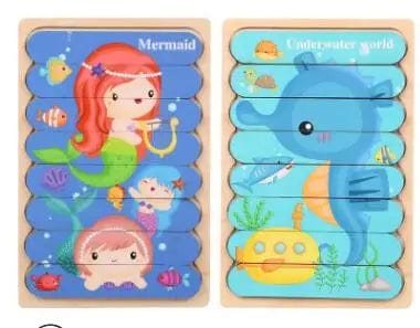 Planet Gates Chocolate Double Sided Strip 3D Puzzles Baby Toy Wooden Montessori Materials Educational Toys For Children Large Bricks Kids Learning Toys