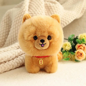 Planet Gates Chow Chow / 20cm ZU Kawaii Teddy Pets Lifelike Fluffy Puppy Soft Doll Cute Small Chow Pomeranian Corgi Yorkie Plush Toys with Charm Gift For Girl