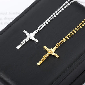 Planet Gates Christian Jesus Cross Necklace For Women Men Stainless Steel Chains Choker Religion Cross Pendants Jewelry Prayer Baptism Gifts
