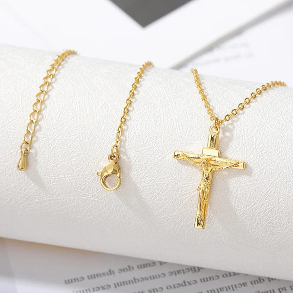Planet Gates Christian Jesus Cross Necklace For Women Men Stainless Steel Chains Choker Religion Cross Pendants Jewelry Prayer Baptism Gifts