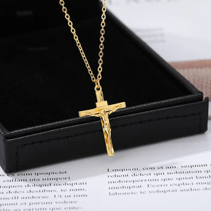 Planet Gates Christian Jesus Cross Necklace For Women Men Stainless Steel Chains Choker Religion Cross Pendants Jewelry Prayer Baptism Gifts