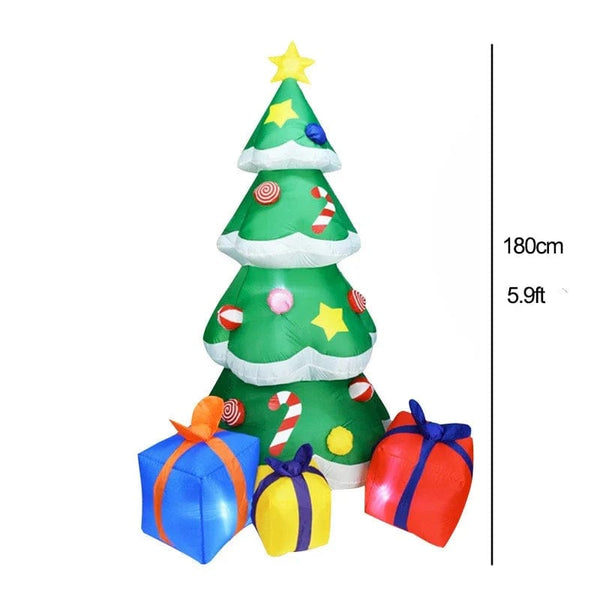 Planet Gates Christmas Decoration Inflatable Train Santa Claus Snowman Length 8.8ft Inflatable Toys with LED Lights Outdoor Garden Ornament