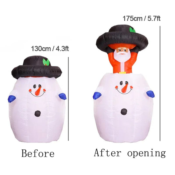 Planet Gates Christmas Decoration Inflatable Train Santa Claus Snowman Length 8.8ft Inflatable Toys with LED Lights Outdoor Garden Ornament