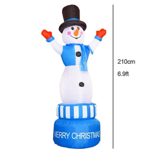 Planet Gates Christmas Decoration Inflatable Train Santa Claus Snowman Length 8.8ft Inflatable Toys with LED Lights Outdoor Garden Ornament